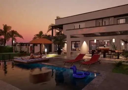 Elegant property with private pool, modern design, and tropical landscaping in Ngaparou Saly.