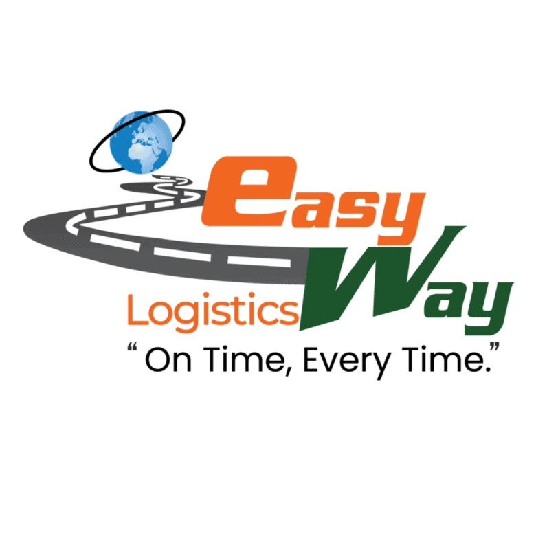 Logistics company logo with globe, road, and text for property sales website.