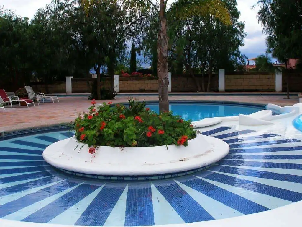 Beautiful pool area of a lakeside estate in Rancho Los Labradores, San Miguel de Allende.