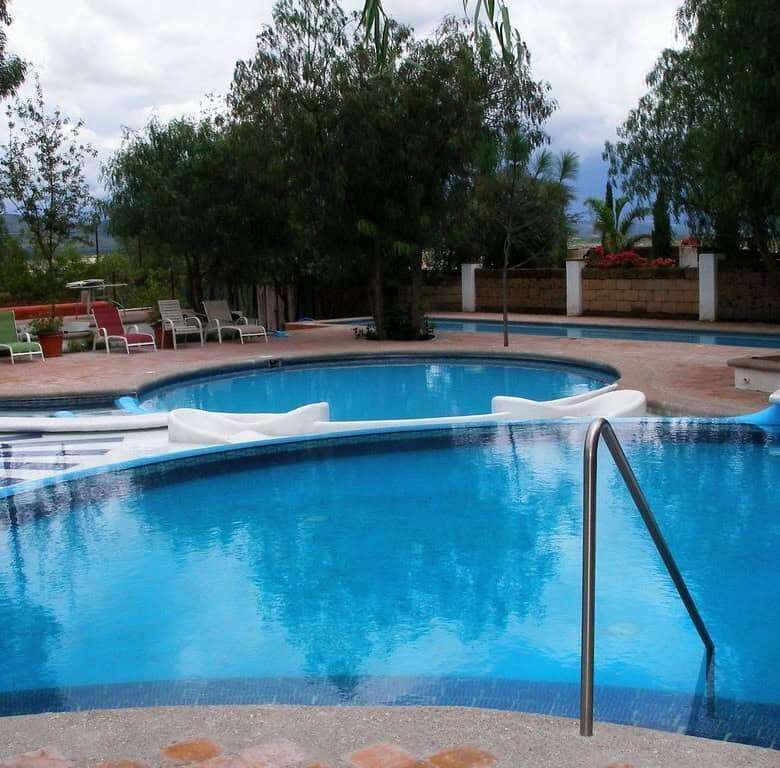 Lakeside pool at luxury estate in Rancho Los Labradores, San Miguel de Allende.