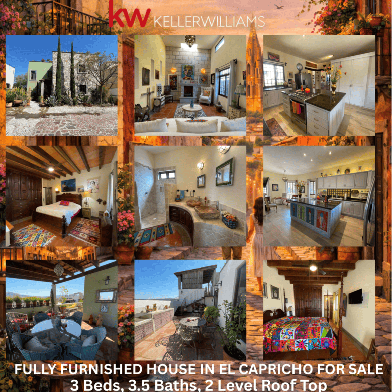 El Capricho fully furnished house for sale, 3 beds, 3.5 baths, 2-level roof top, 230m², asking price.