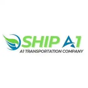 Logo of Ship A1 Transportation Company with green and blue design elements.