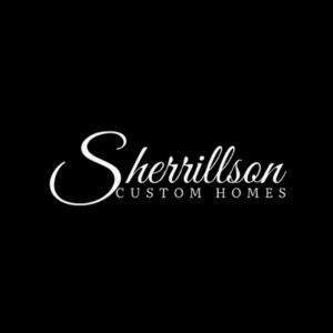 Elegant logo of Sherrillson Custom Homes on black background.