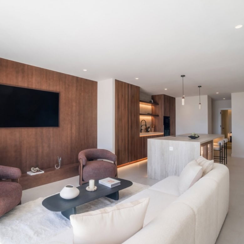 Modern renovated duplex penthouse in Alminar de Marbella with stylish living space.