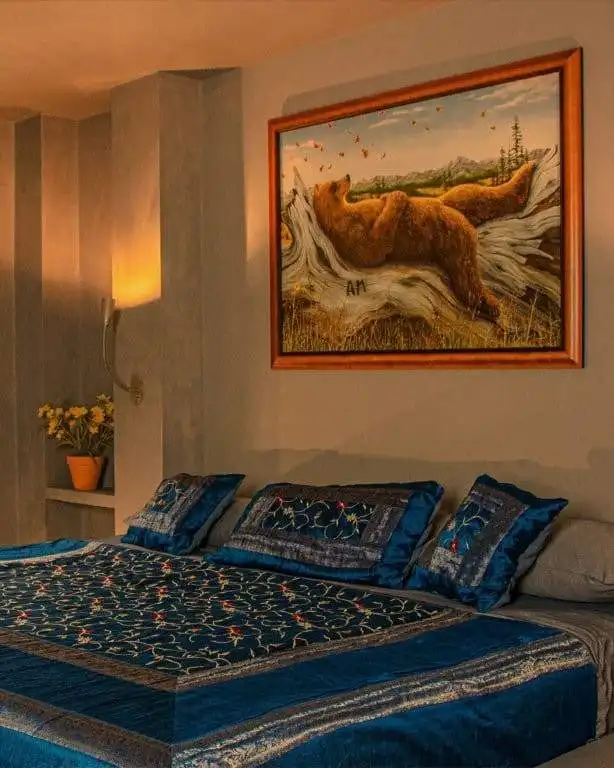 Beautiful bedroom at Flowing River Retreat in Llurimagua, Ecuador.