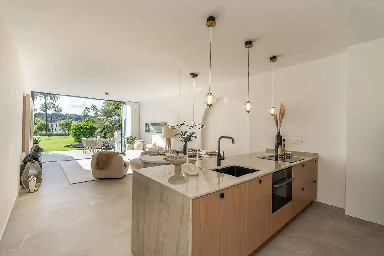 Spacious Marbella golf valley townhouse with open-plan kitchen and bright living space, perfect for.