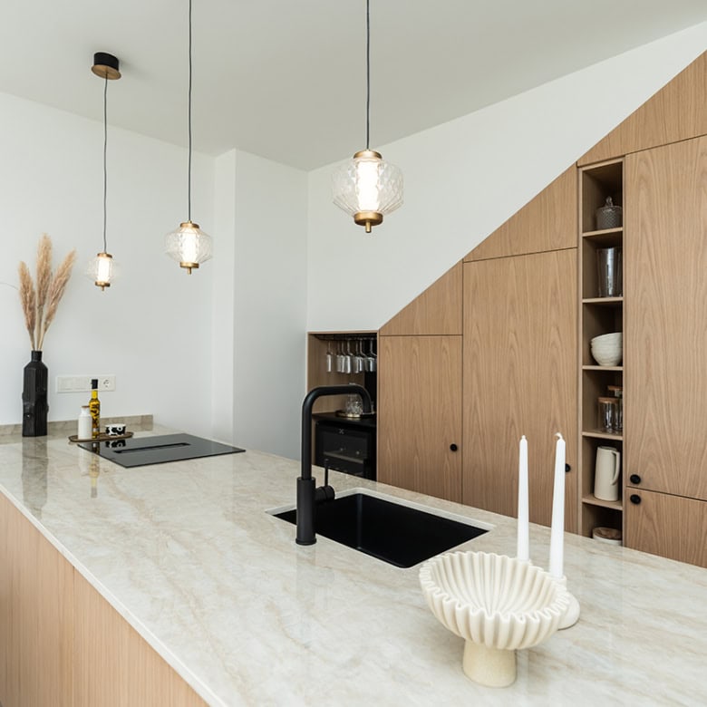 Bright and spacious kitchen in Marbella Golf Valley with contemporary design.