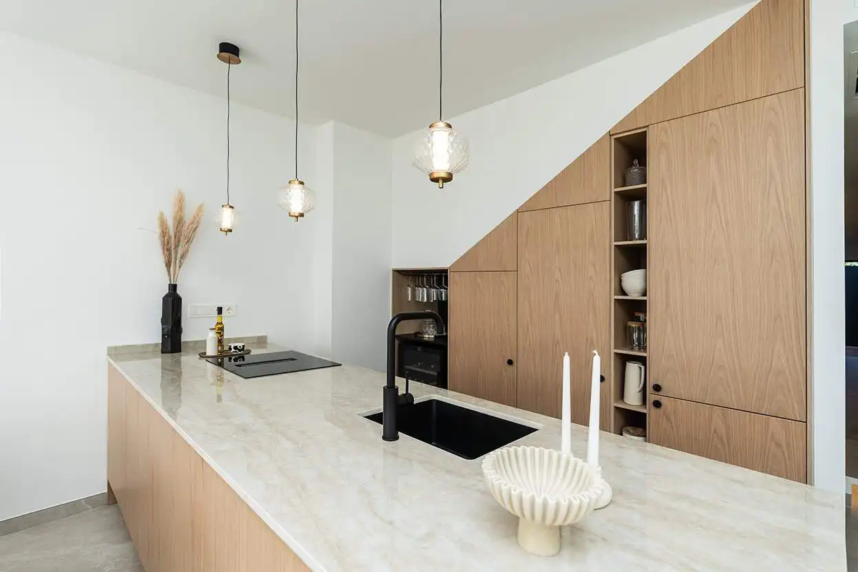 Bright and spacious kitchen in Marbella Golf Valley with contemporary design.