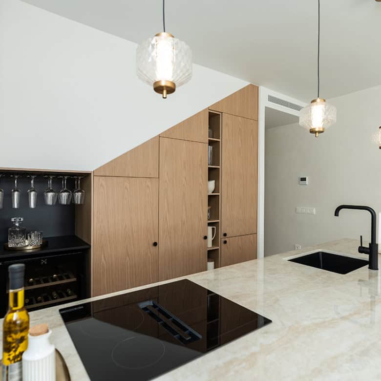 Spacious Marbella golf valley townhouse kitchen with modern design and high-end appliances.