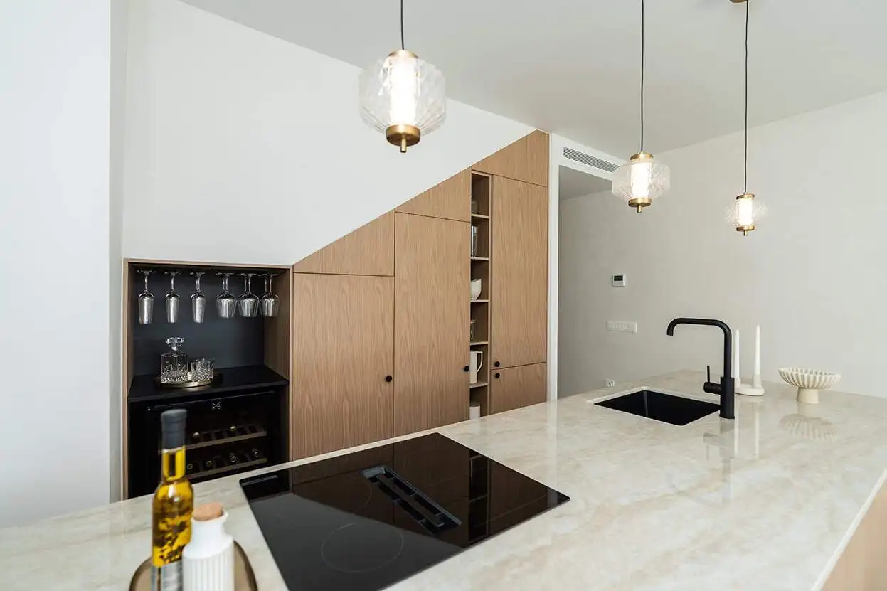 Spacious Marbella golf valley townhouse kitchen with modern design and high-end appliances.