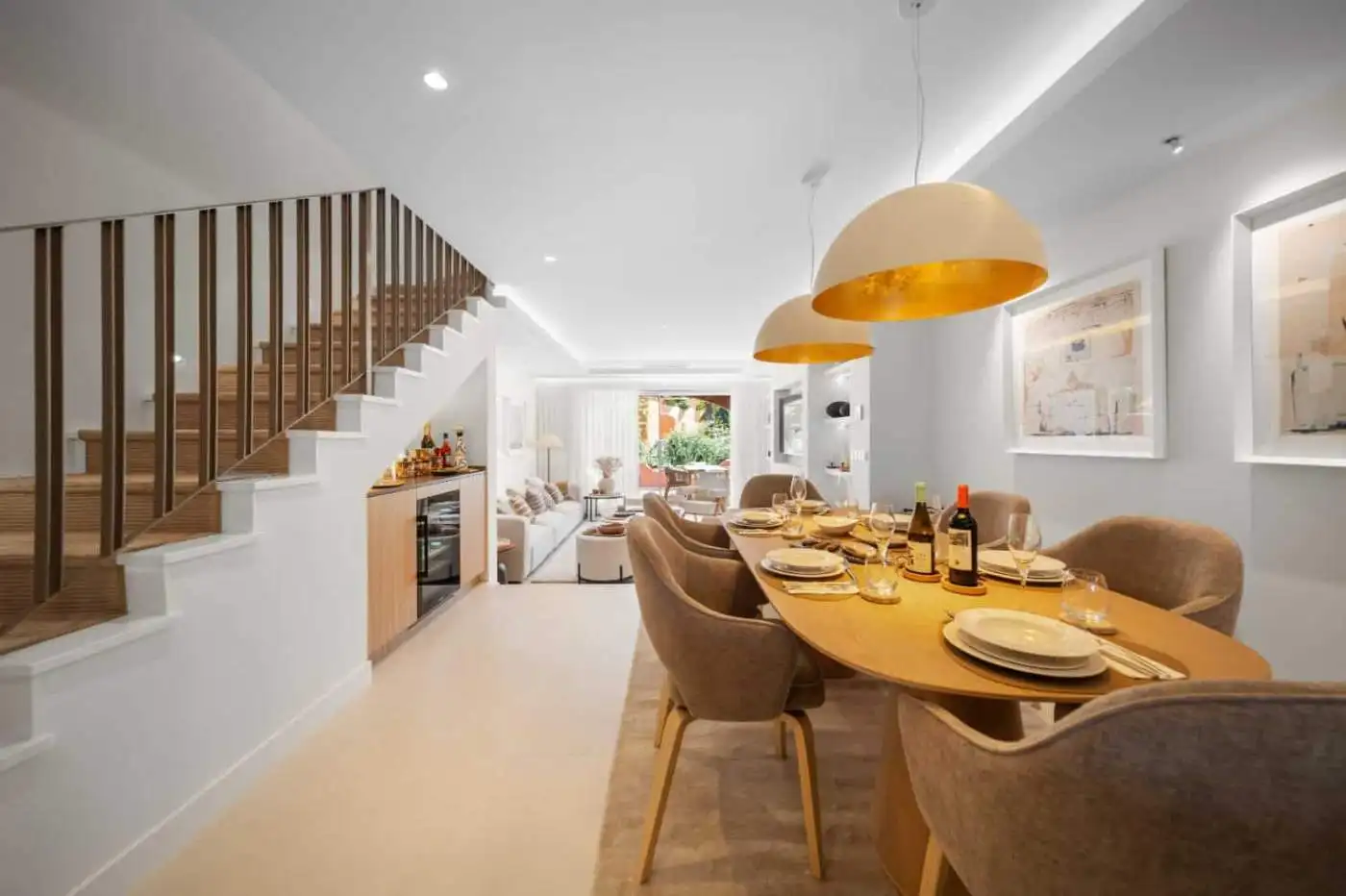 Modern interior of a luxury turnkey townhouse in El Palmeral, Nueva Andalucía, featuring a stylish d.