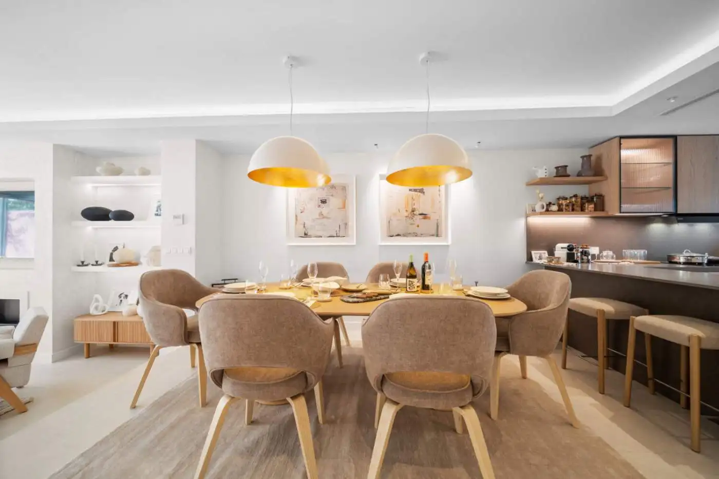 Spacious interior of a luxury turnkey townhouse featuring a contemporary dining area in El Palmeral,.