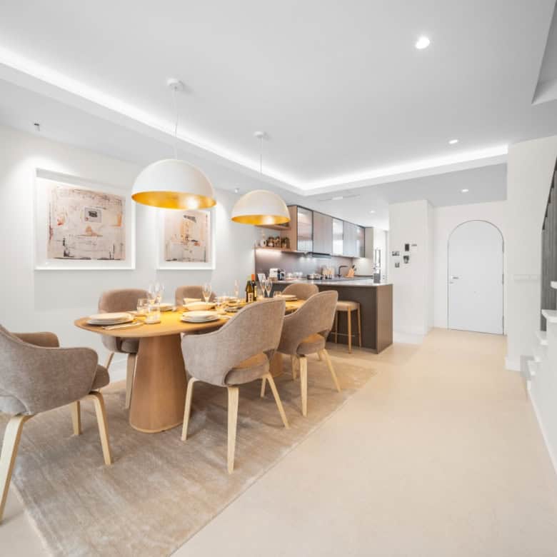 Modern interior of a luxury turnkey townhouse in El Palmeral, Nueva Andalucía, featuring a spacious.