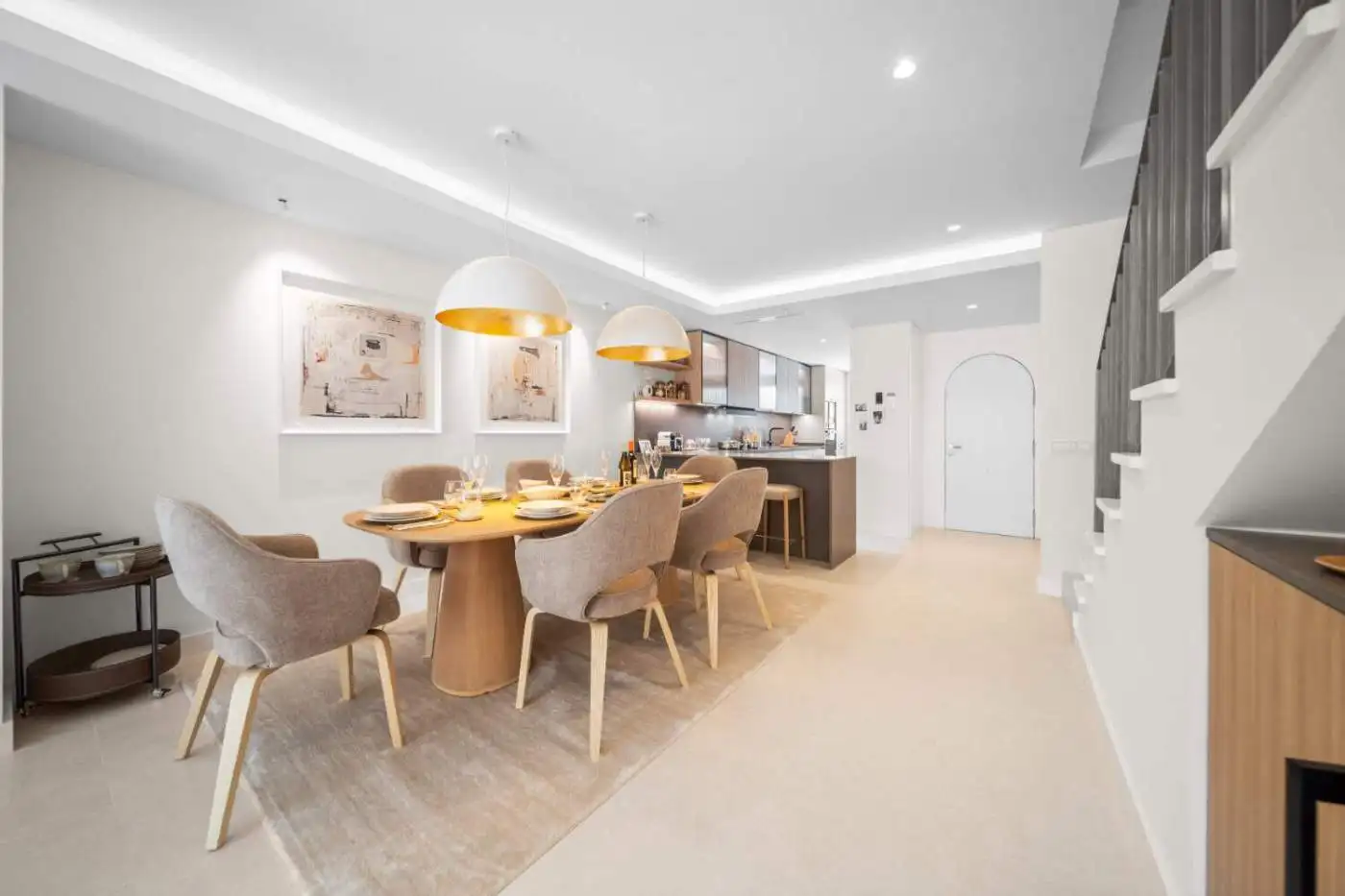 Modern interior of a luxury turnkey townhouse in El Palmeral, Nueva Andalucía, featuring a spacious.