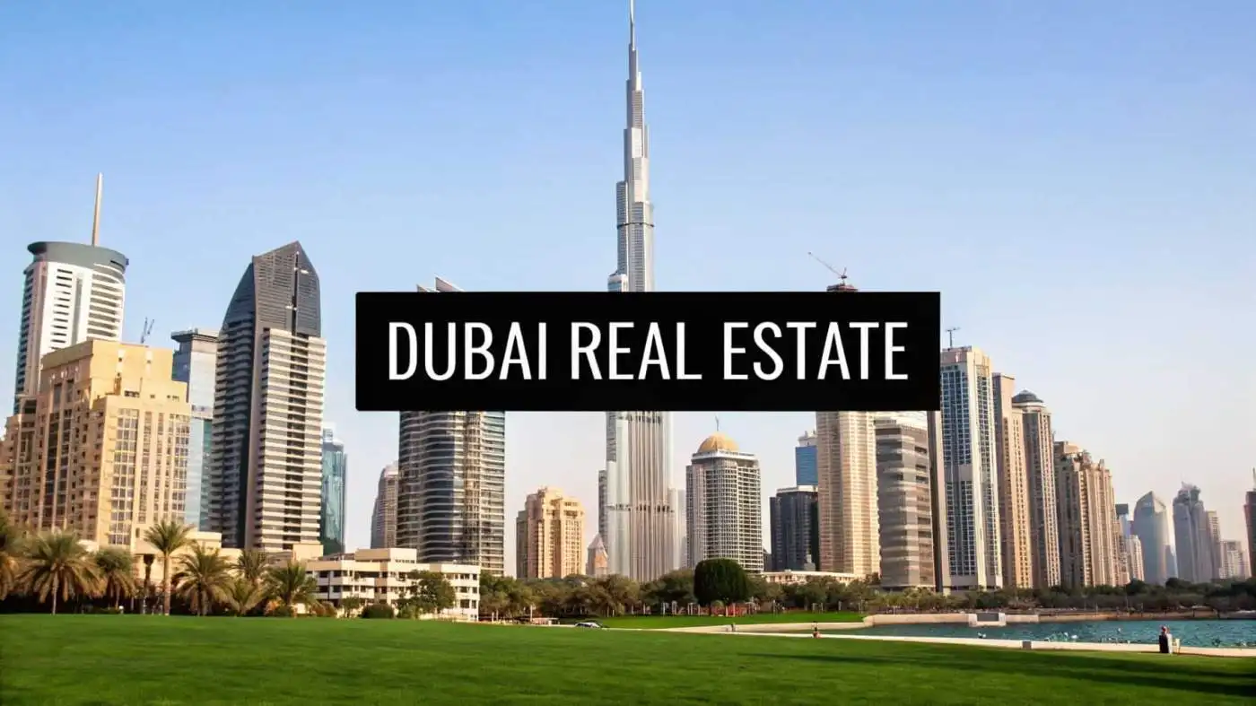 Dubai skyline featuring the Burj Khalifa and modern skyscrapers.