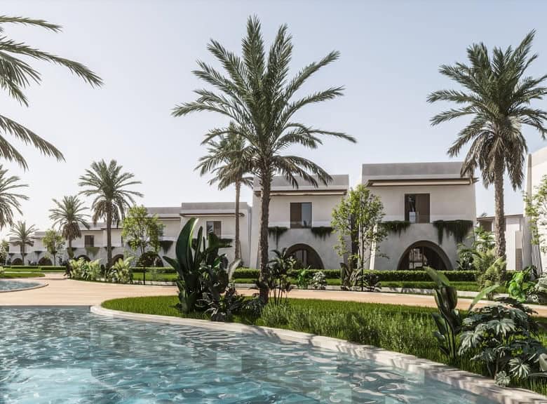 Luxury beachfront villas with private pools and lush gardens.