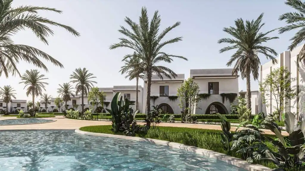 Luxury beachfront villas with private pools and lush gardens.