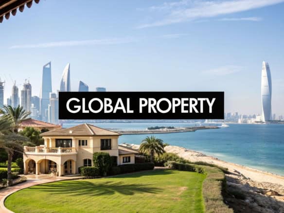 Stunning beachfront villa with Dubai skyline view and modern amenities.