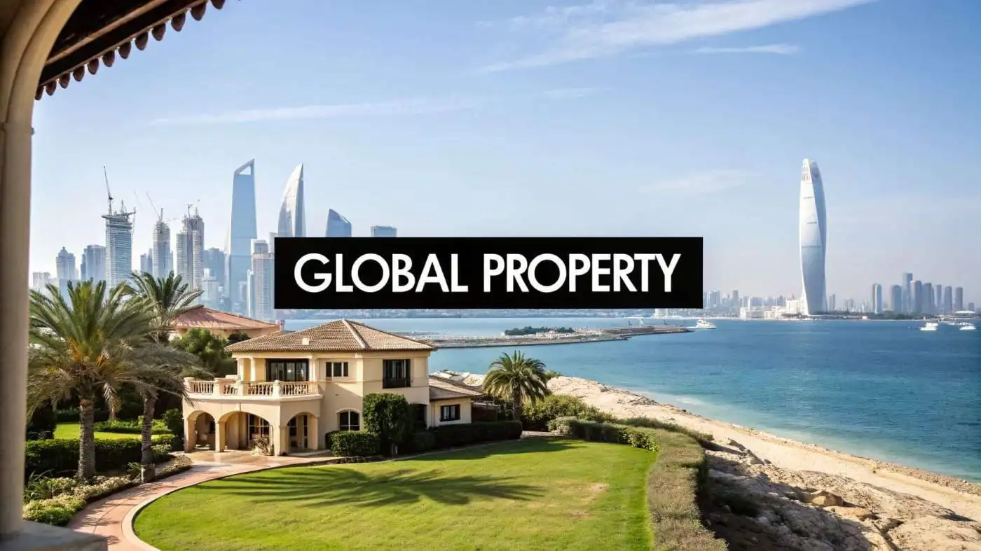 Stunning beachfront villa with Dubai skyline view and modern amenities.