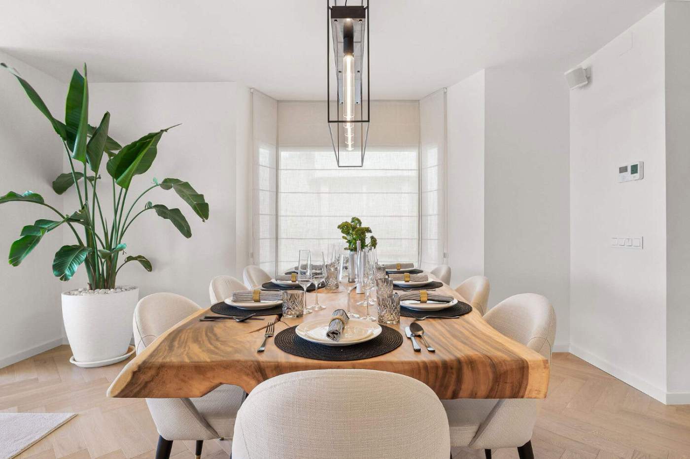Luxury Townhouse Dining Area Elegant dining space in a luxury townhouse at Club Sierra, Golden Mile Marbella.