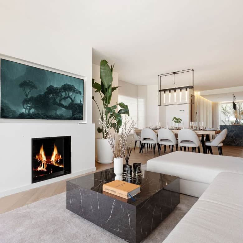 Luxury townhouse interior with modern decor in Marbella's Golden Mile.