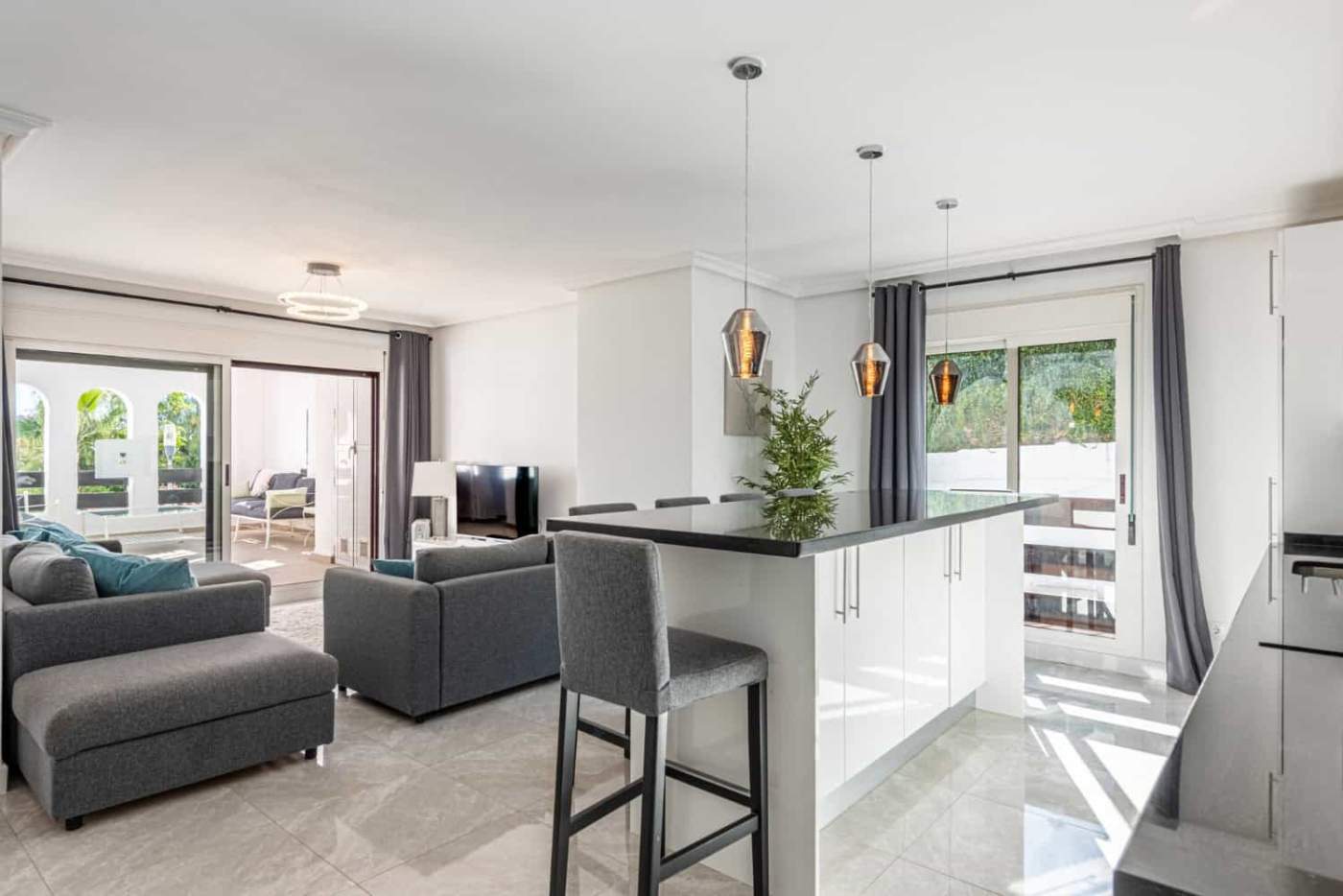 Elegant interior of a 3-bedroom corner apartment in La Maestranza, showcasing contemporary design an.