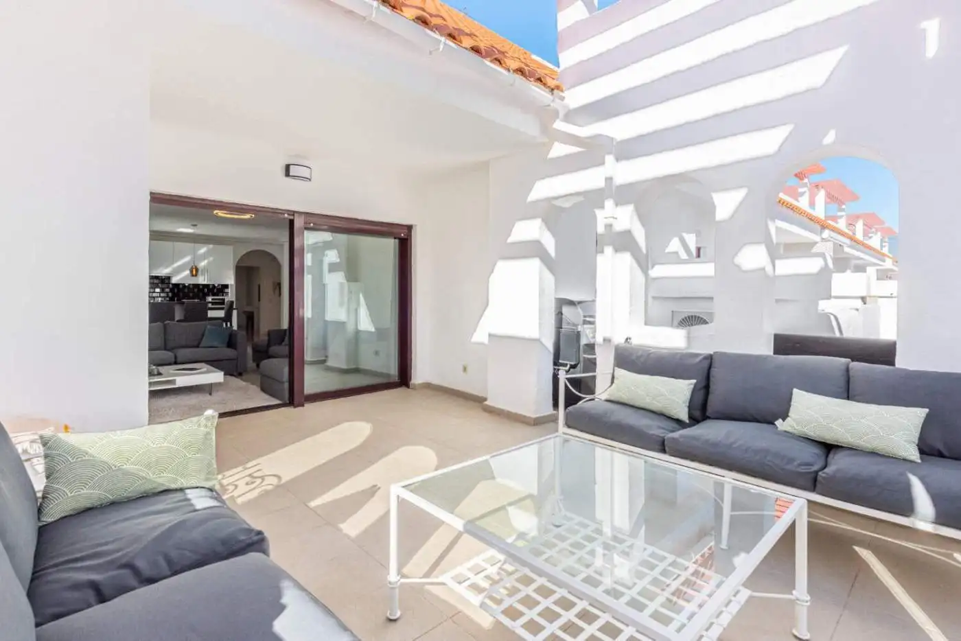 Spacious corner apartment with 3 bedrooms, bright living area, and stylish outdoor terrace in La Mae.