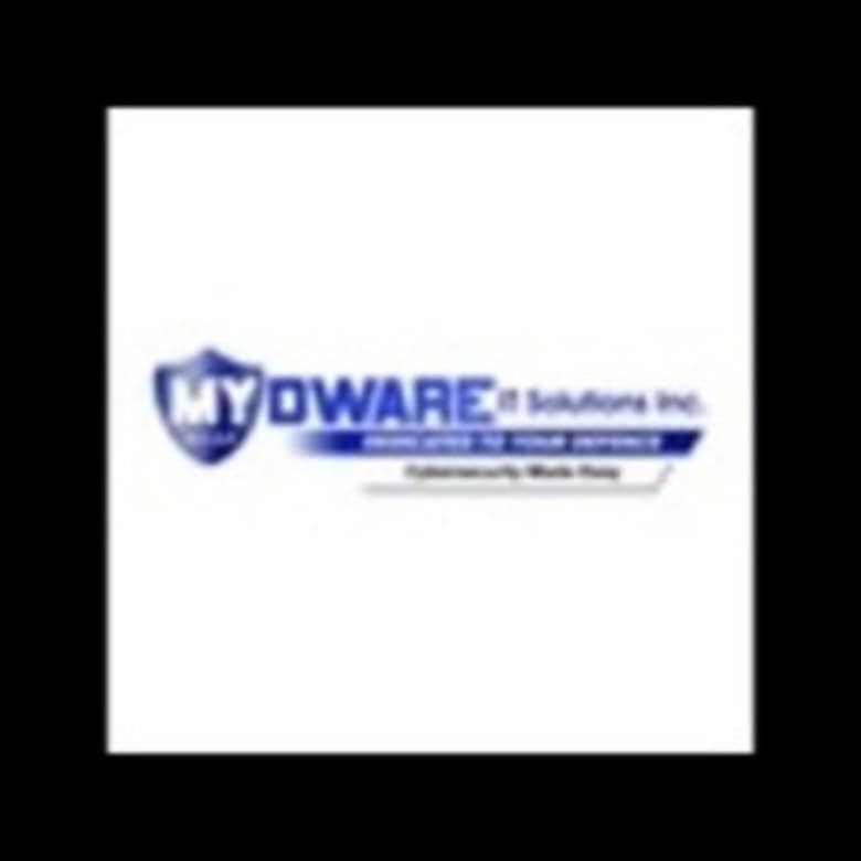 MyDWARE software solutions logo with shield icon and company name.