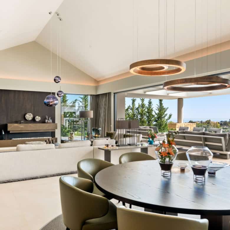 Elegant modern villa with spacious living area and panoramic views in Los Flamingos Resort.