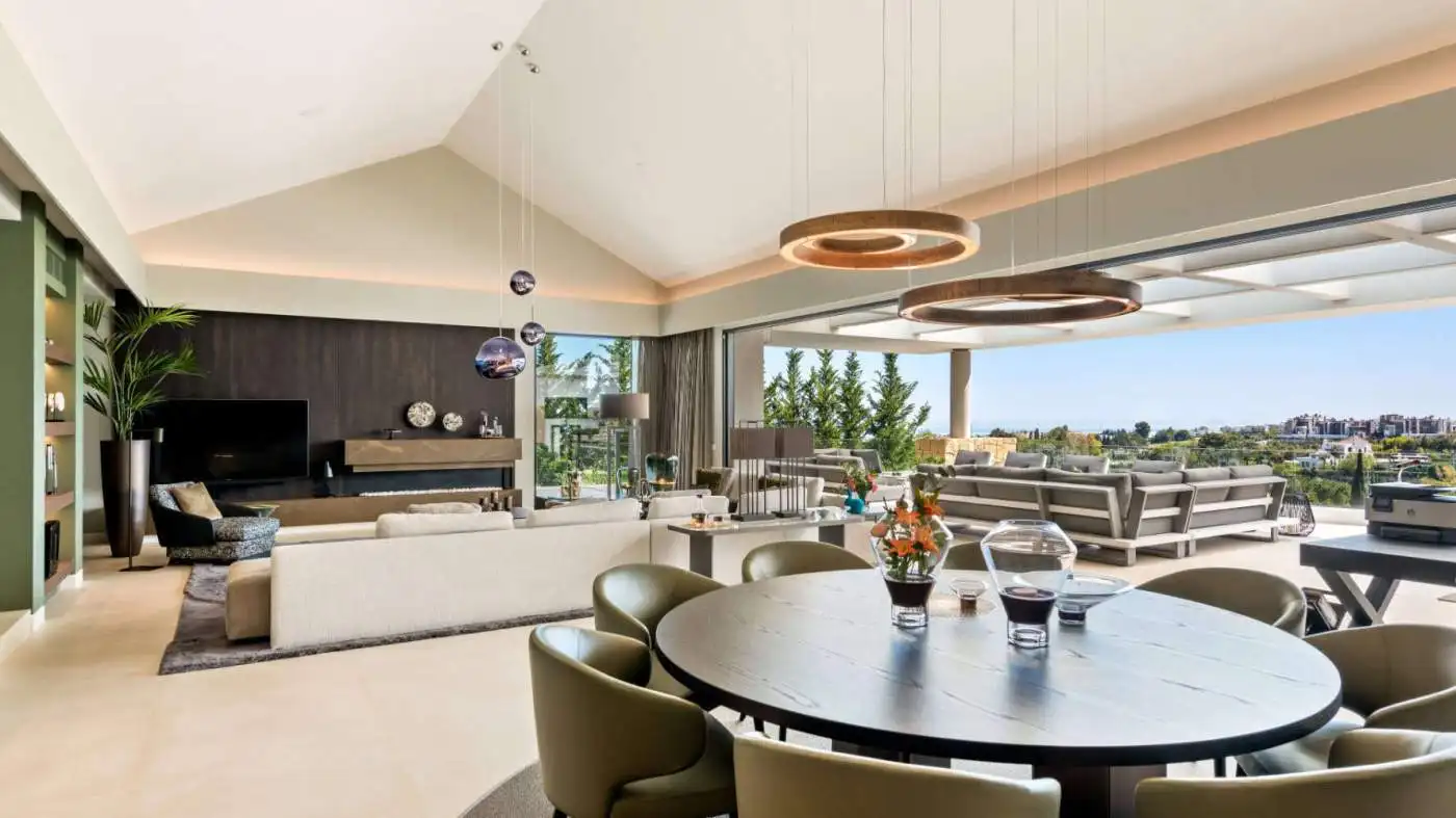 Elegant modern villa with spacious living area and panoramic views in Los Flamingos Resort.
