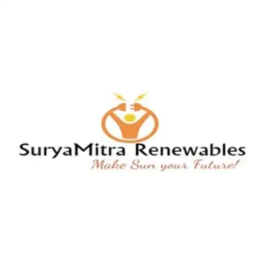 Surya Mitra Renewables logo with sun and energy symbols, promoting solar power solutions.