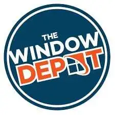 Modern window display sign with bold text and logo design.