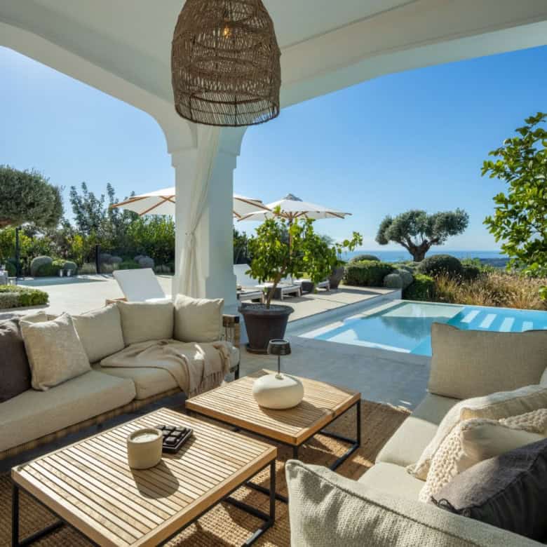 Luxury mansion with stunning panoramic views in Marbella Club Golf Resort, Benahavis. Elegant outdoo.