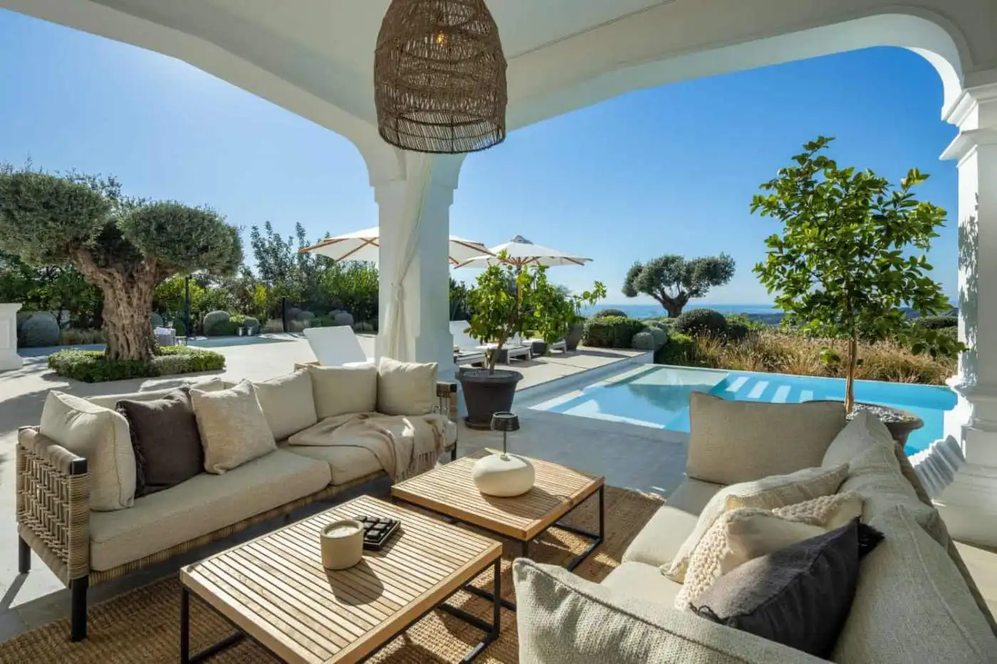 Luxury mansion with stunning panoramic views in Marbella Club Golf Resort, Benahavis. Elegant outdoo.