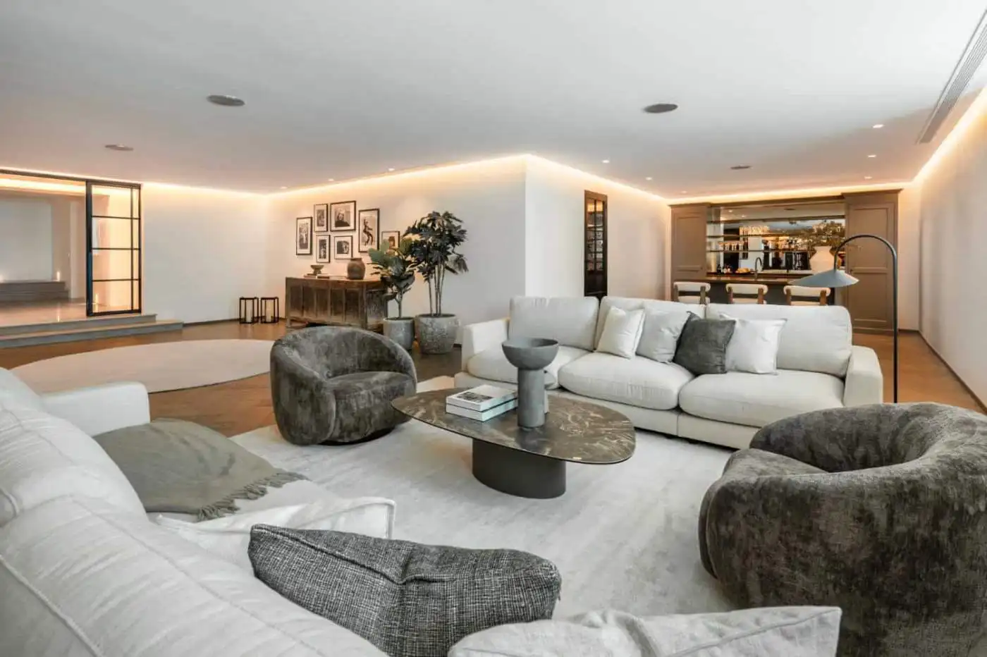 Luxury mansion interior with modern furniture and elegant decor in Marbella.