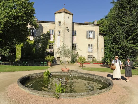 Luxurious bathroom featuring modern fixtures in the stunning Château de la Chassaigne, Thiers, Franc.