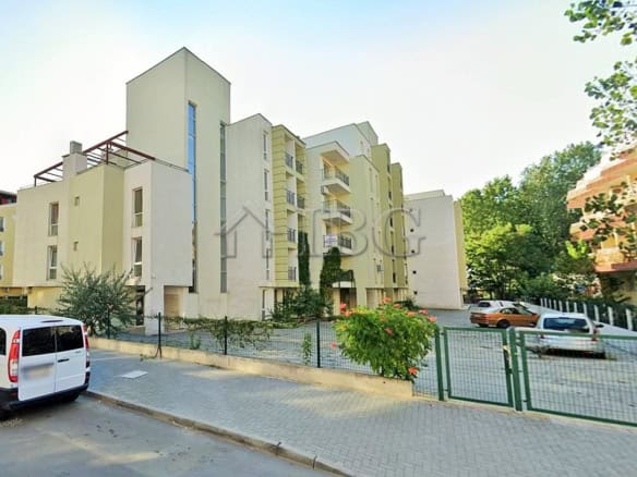 Modern studio apartment building in Sunny Beach, Bulgaria.