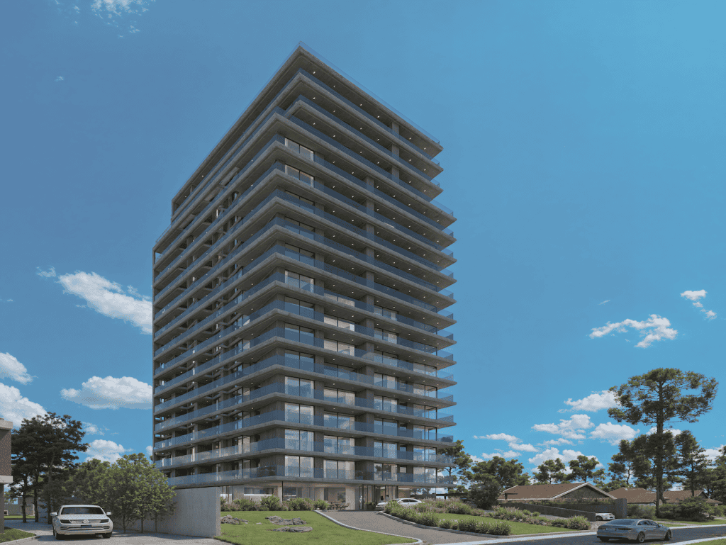 Modern Punta del Este Apartment Building Contemporary high-rise apartment in Punta del Este, Uruguay with spacious balconies.