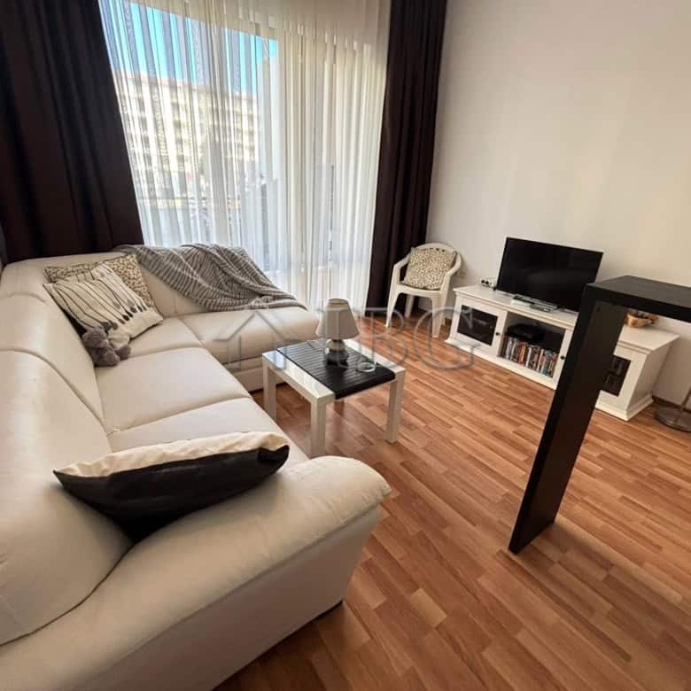 Furnished studio with balcony in Diamant Residence, Sunny Beach, featuring modern decor and cozy liv.
