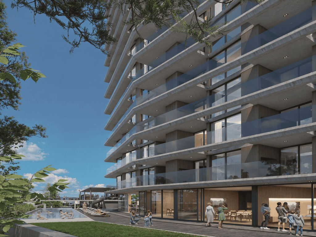 Modern Punta del Este residential building with pool and outdoor amenities Modern Punta del Este residential building with pool and outdoor amenities.