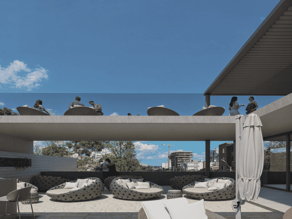 Manglar Umbra Rooftop Lounge Rooftop lounge at Manglar Umbra in Punta del Este, Uruguay, with modern seating and scenic views.