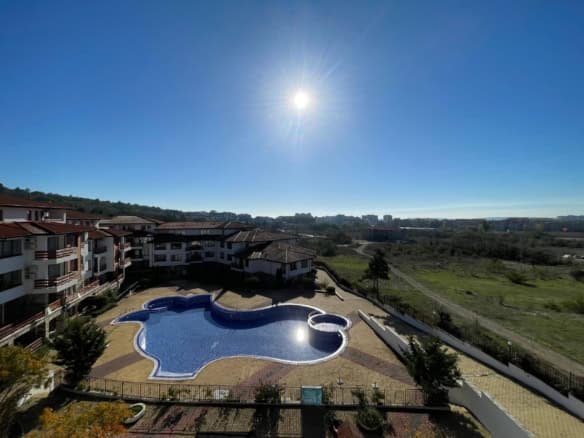 Cozy studio apartment with pool view at Gardenia Hills, Sunny Beach, offering a flexible payment pla.