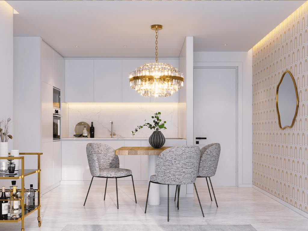 Stylish Madeira home with contemporary kitchen and chic dining space.