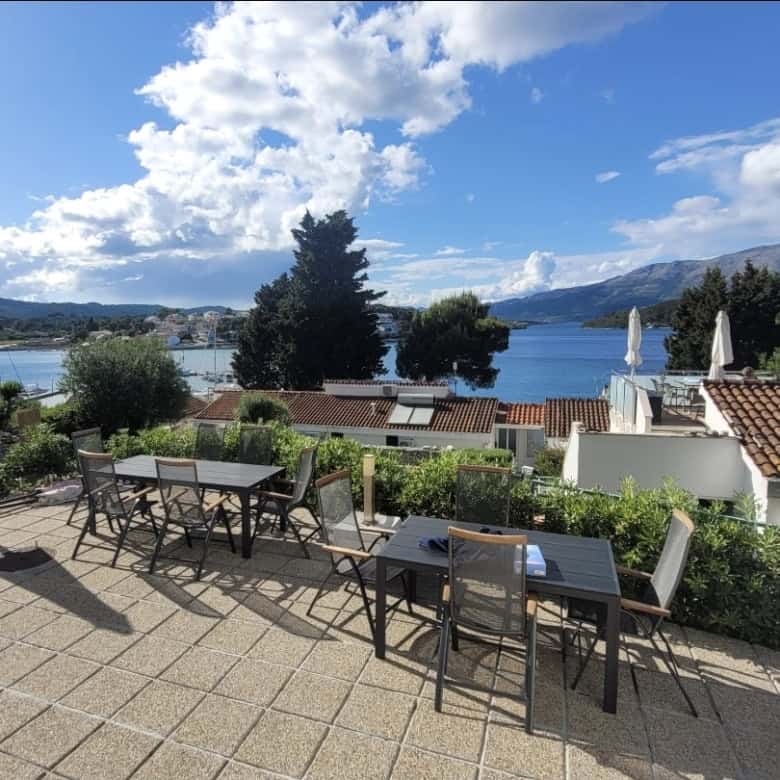 Sea View Terrace with Outdoor Dining Area in Lumbarda, Korčula, Croatia.