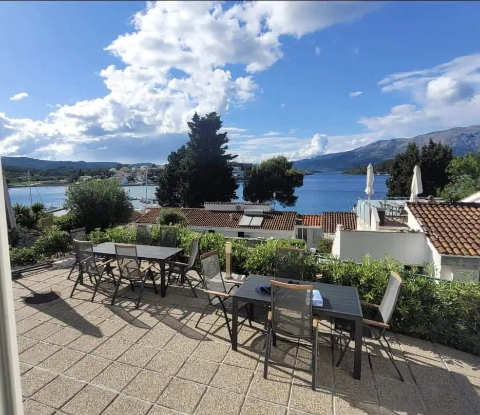 Luxury 2 Bed Apartment in Lumbarda Resort Sea View Terrace with Outdoor Dining Area in Lumbarda, Korčula, Croatia.