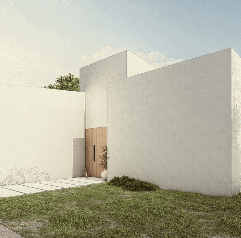 Contemporary white villa in Ferragudo, Algarve, Portugal with minimalist design.