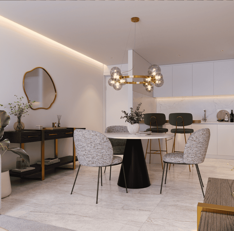 Chic dining space featuring contemporary furniture and elegant lighting in Ribeira Brava, Madeira, P.