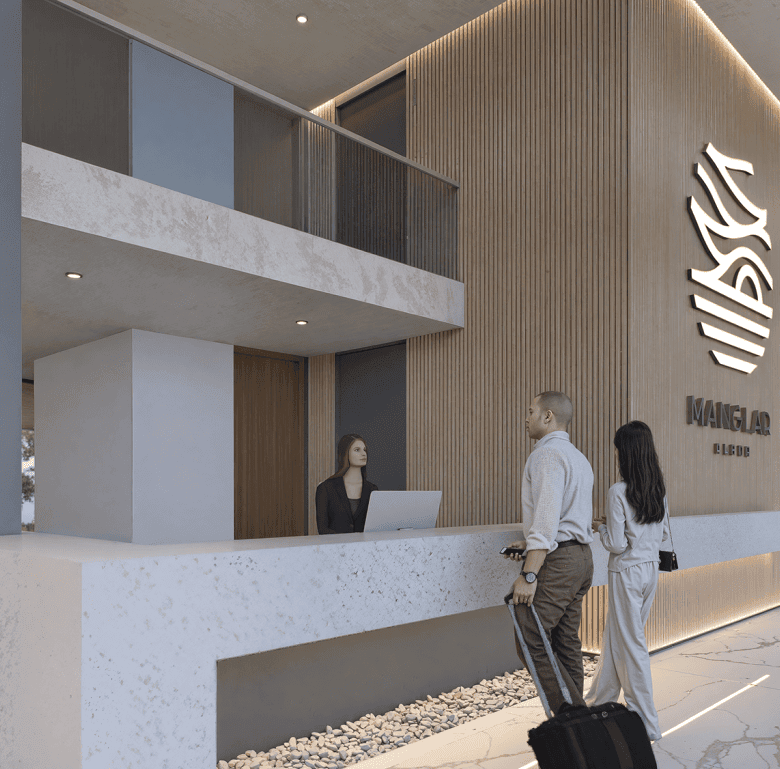 Modern hotel reception at Manglar Albor in Punta Del Este, Uruguay.