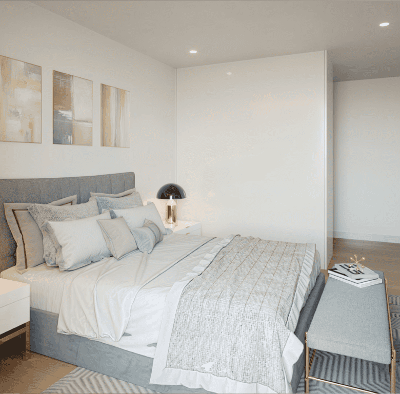 Elegant bedroom in Porto, Portugal, featuring contemporary design and cozy ambiance.