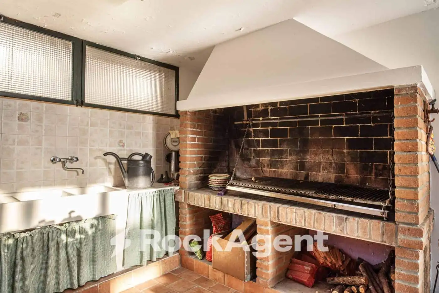 Charming indoor brick fireplace in a luxury villa in Varzi, Italy. Perfect for cozy gatherings in th.